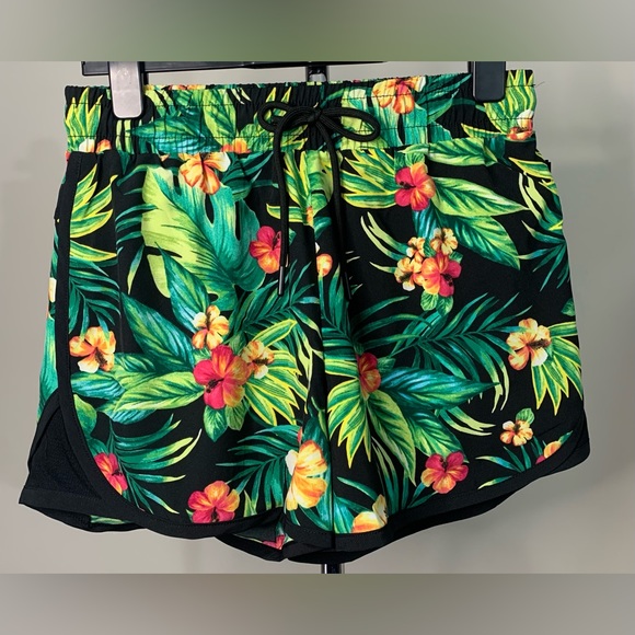 Ideology Pants - ID Ideology Women's Drawstring Running Shorts flowers Size: S